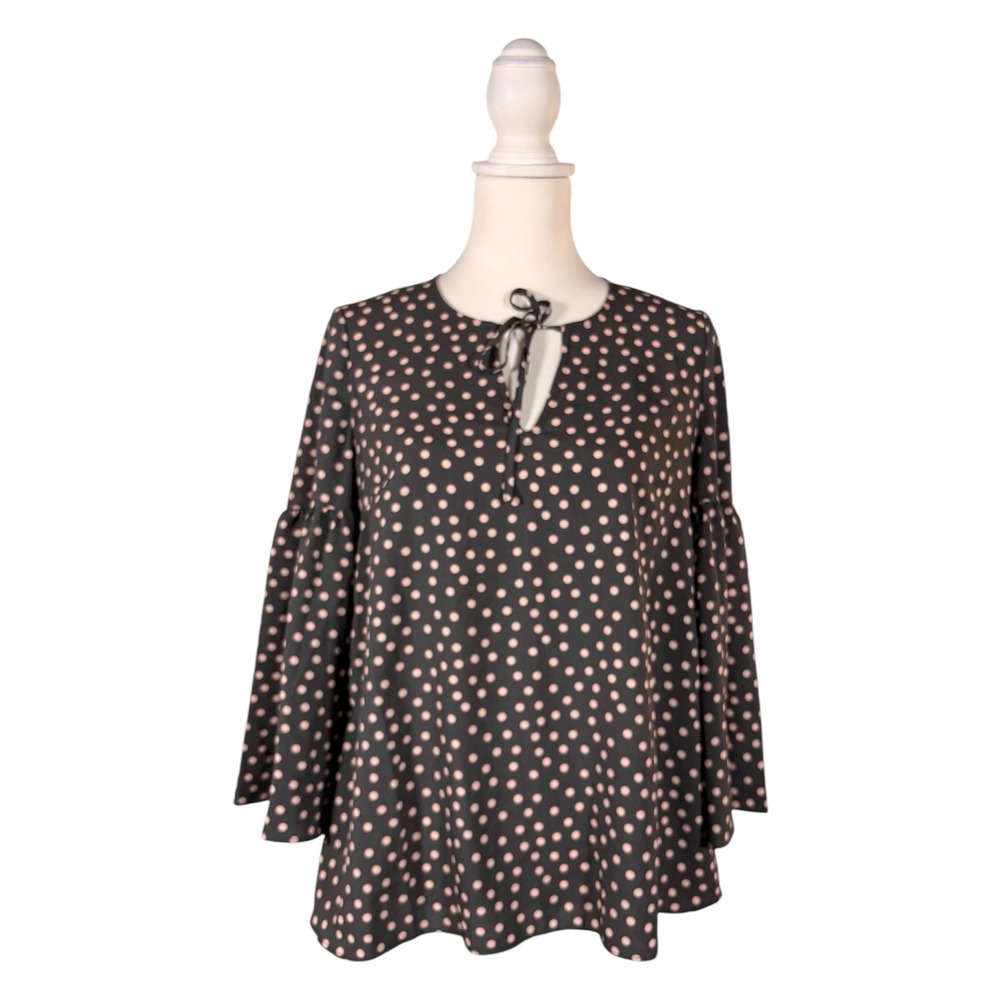 Boden Boho Bell Sleeve Top Polka Dot Blouse Women's US 2 Peasant Business Casual